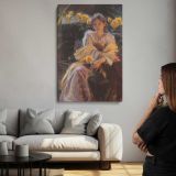 Seated Woman with Yellow Flowers by Daniel Gerhartz canvas print, room display