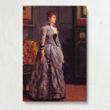 Portrait of a woman in blue by Alfred Stevens canvas print, front view