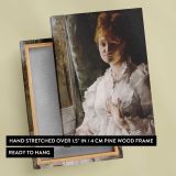 Portrait of a Woman in White by Alfred Stevens canvas print, front and back view