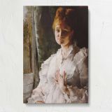 Portrait of a Woman in White by Alfred Stevens canvas print, front view