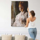 Portrait of a Woman in White by Alfred Stevens canvas print, displayed on a wall