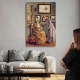 A Femme a la poupee japonaise by Alfred Stevens canvas print, room display