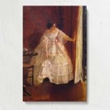 Lady at a Window Feeding Birds by Alfred Stevens canvas print, front view