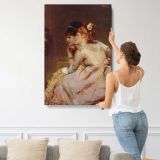 The Japanese Mask aka Intrigue by Alfred Stevens canvas print, displayed on a wall