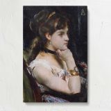 Woman Wearing a Bracelet by Alfred Stevens canvas print, front view