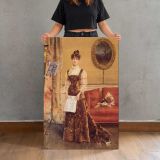 Le Femme a la Harpe by Alfred Stevens canvas print, held for scale
