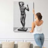 The age of bronze BW by Auguste Rodin canvas print, displayed on a wall