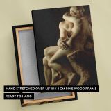 Embracing Sculpture Figures by Auguste Rodin canvas print, front and back view