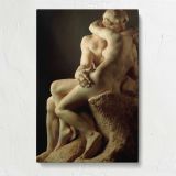 Embracing Sculpture Figures by Auguste Rodin canvas print, front view