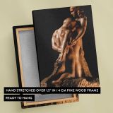 Standing Sculpture Figures in an Embrace by Auguste Rodin canvas print, front and back view
