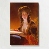 The Oriental Woman in a Golden Headscarf canvas print, front view