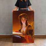 The Oriental Woman in a Golden Headscarf canvas print, held for scale