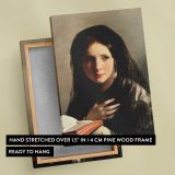 Pensive Woman Holding a Book canvas print, front and back view