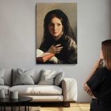 Pensive Woman Holding a Book canvas print, room display