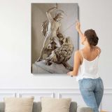 Bellerophon Fighting the Chimera Sculpture canvas print, displayed on a wall