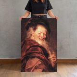 Democritus Portrait canvas print, held for scale