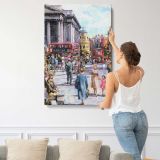 Trafalgar Square London canvas print, displayed on a wall