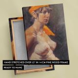 Amanda with a Yellow Headband by Aaron Coberly canvas print, front and back view