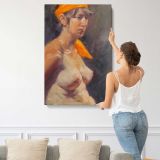 Amanda with a Yellow Headband by Aaron Coberly canvas print, displayed on a wall