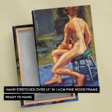 Seated Nude Back Study by Aaron Coberly canvas print, front and back view