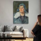 Portrait in a Blue Hat by Aaron Coberly canvas print, room display
