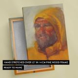 Captain Ricky in a Yellow Hood by Aaron Coberly canvas print, front and back view