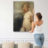 Standing Figure Study of Cathleen by Aaron Coberly canvas print, displayed on a wall