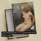 Seated Figure Study of Cathleen by Aaron Coberly canvas print, front and back view