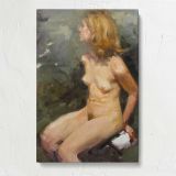 Seated Figure Study of Cathleen by Aaron Coberly canvas print, front view