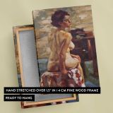 Erin Posing beside a Window by Aaron Coberly canvas print, front and back view