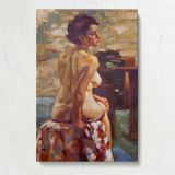 Erin Posing beside a Window by Aaron Coberly canvas print, front view