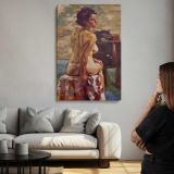 Erin Posing beside a Window by Aaron Coberly canvas print, room display