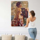 Erin Posing beside a Window by Aaron Coberly canvas print, displayed on a wall