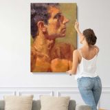 Jim Looking Up in Profile by Aaron Coberly canvas print, displayed on a wall