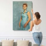 Laura in Blue by Aaron Coberly canvas print, displayed on a wall