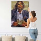 Sara with a Glass by Aaron Coberly canvas print, displayed on a wall