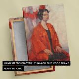 Sara in a Red Kimono by Aaron Coberly canvas print, front and back view
