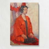 Sara in a Red Kimono by Aaron Coberly canvas print, front view