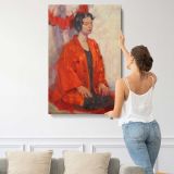 Sara in a Red Kimono by Aaron Coberly canvas print, displayed on a wall