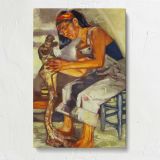 Artist Working on a Sculpture by Aaron Coberly canvas print, front view