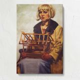 Tweet Tweet Woman Holding a Birdcage by Aaron Coberly canvas print, front view