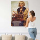 Tweet Tweet Woman Holding a Birdcage by Aaron Coberly canvas print, displayed on a wall