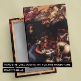 Adoration Of The Shepherds by Abraham Bloemaert canvas print, front and back view