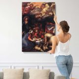 Adoration Of The Shepherds by Abraham Bloemaert canvas print, displayed on a wall