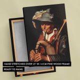 The Bagpiper by Abraham Bloemaert canvas print, front and back view