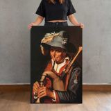 The Bagpiper by Abraham Bloemaert canvas print, held for scale