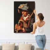 The Bagpiper by Abraham Bloemaert canvas print, displayed on a wall