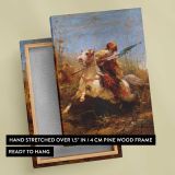 Arab Warrior Leading A Charge by Adolf Schreyer canvas print, front and back view