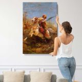 Arab Warrior Leading A Charge by Adolf Schreyer canvas print, displayed on a wall