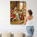 The Musical Trio by Adolphe Alexandre Lesrel canvas print, displayed on a wall
